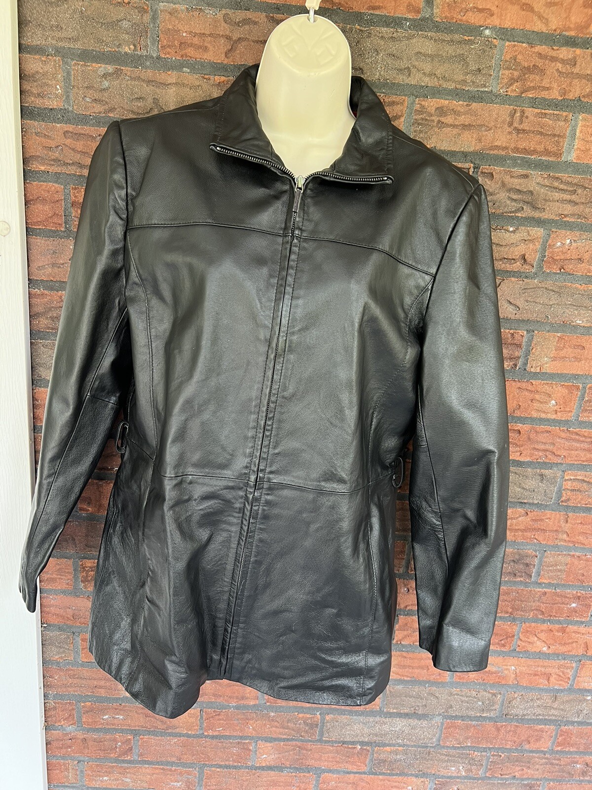 Authentic Leather Jacket Large Full Zip Pocket Co… - image 3