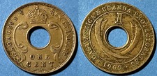 East Africa 1909 1 Cent - Edward VII KM-5a Copper-nickel XF+ No2 #94 - US Seller
