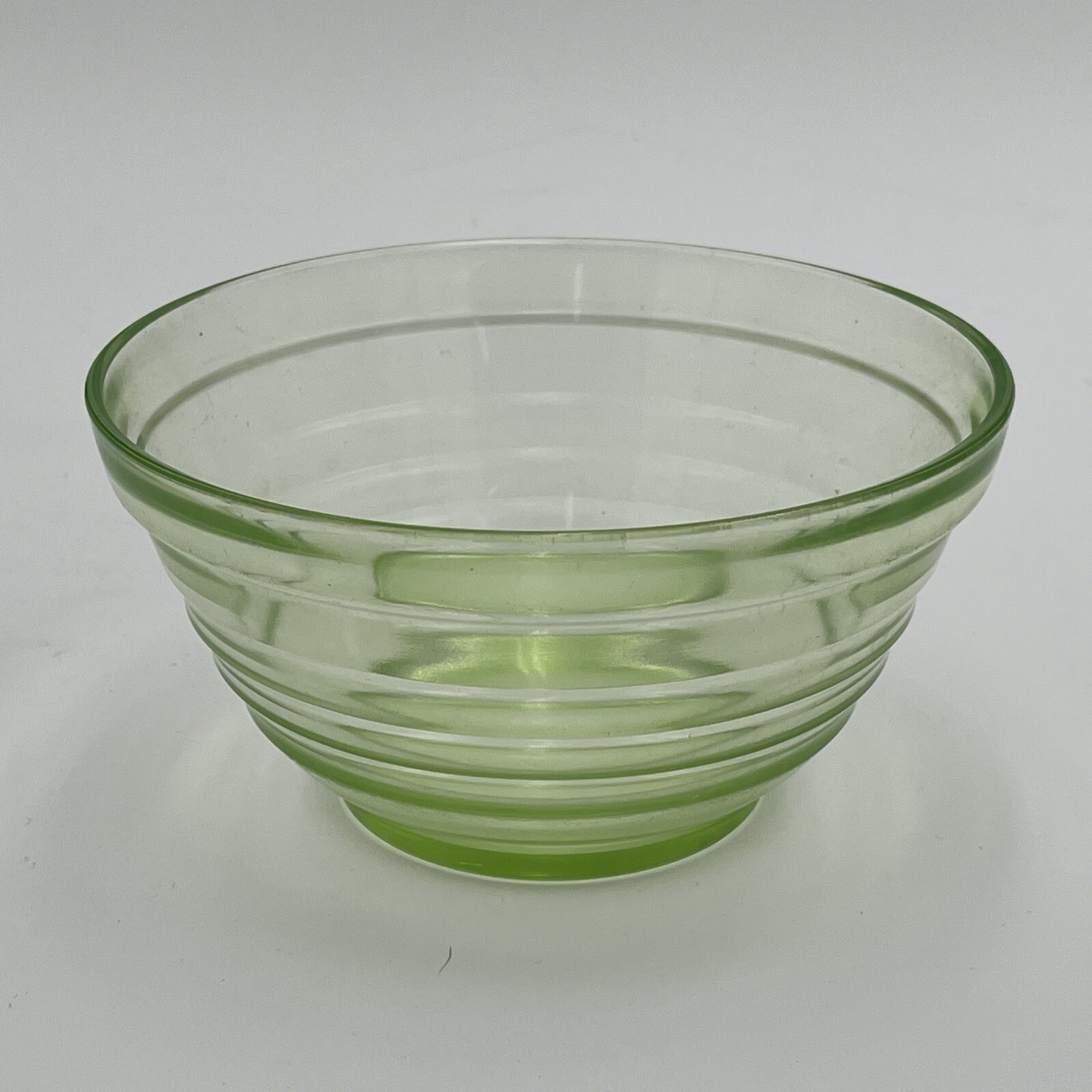 Vintage Ribbed Glass Vaseline Uranium Depression Glass Beehive Candy