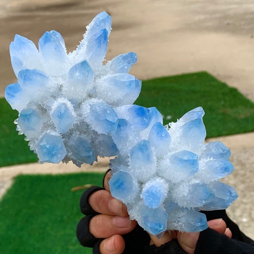 1.64LB New Find Blue Phantom Quartz Crystal Cluster Mineral Specimen - 第 20/21 張圖片