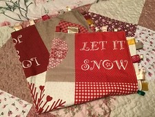 Large Handmade Blanket Taggie Blanket - Red And Naturals Nordic Christmas