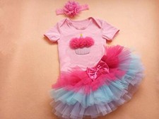 Girls Pink Cupcake Birthday Tutu Outfit