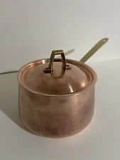 Vintage Paul Revere 5" Copper Sauce Pan with Lid and Brass Handles