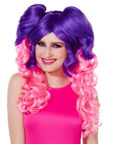 New Pretty Lolita Full Curly Wig Pigtails Crazy Cat Wig Costume
