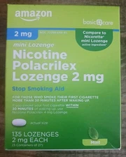 Amazon Basic Care Mini Lozenge Nicotine Polacrilex 2mg 135 Mint Lozenges 07/27