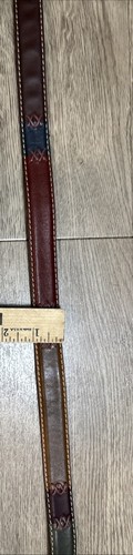 Lauren Ralph Lauren Women’s Brown & Green Leather Belt W/ Stitching SZ XL - Picture 5 of 10