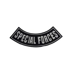 SPECIAL FORCES Rocker Patch - 10.5" x 2.25" Large Black & Silver Biker Vest DIY
