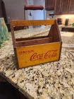 Vintage Red Yellow Coca Cola 6 Pack Wood Carrier Wings Handle 1940s