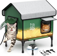 Heated Outdoor Cat House Outside: Indestructible Insulated Heated Cat House with