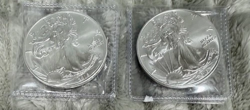 Lot Of (2) 1oz Walking Liberty 2016 American Eagle Fine Silver-VF BC #184
