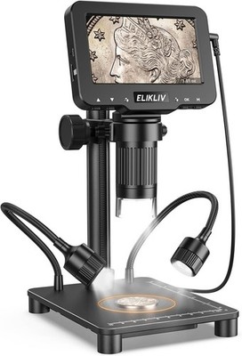 2-in-1 Coin Microscope with Precision Scale 4.3'' 12MP for Collectors Adults