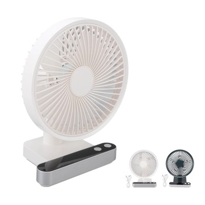 USB Small Desk Fans 4 Le-vels Low Noise 180° Automatic Shaking Head Recharge Hot