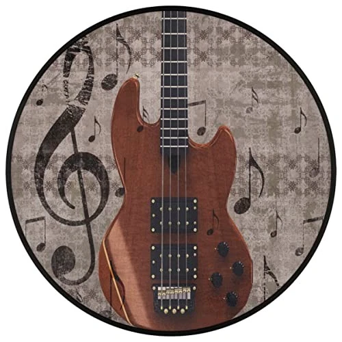 Alfombra redonda para guitarra musical vintage alfombra circular pequeña de 3 pies suave antideslizante Foto 3 de 4