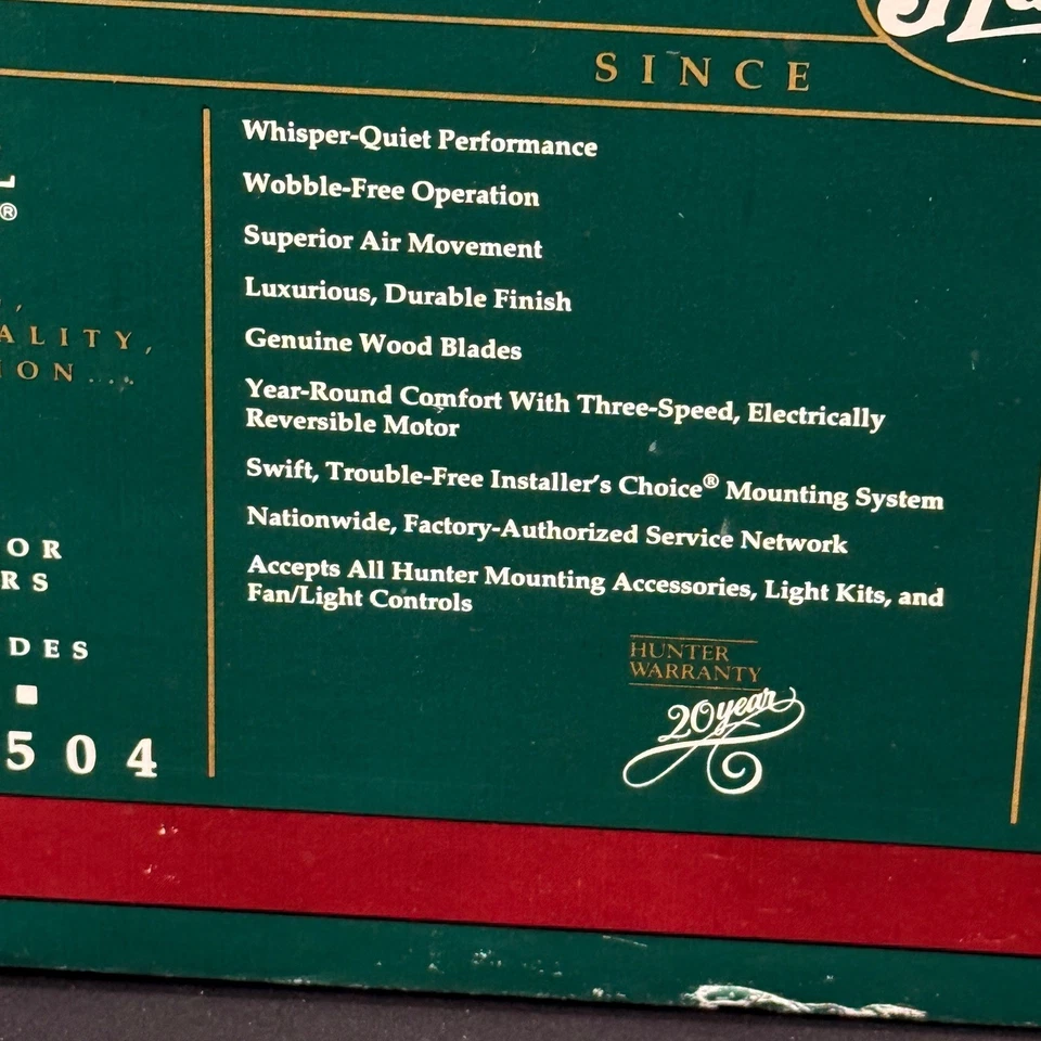 Hunter Coastal Breeze 44" Ceiling Fan 23504 4 Blades Brass Walnut New Open Box - Image 4 of 4