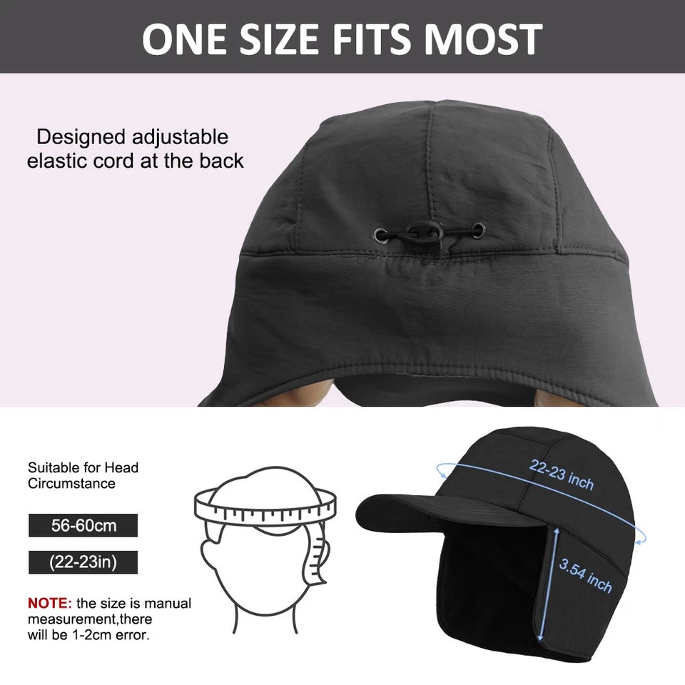 Winter Fleece Warm Hat with Visor Earflaps Outdoor Windproof Cap for Men Women - Image 2 of 4