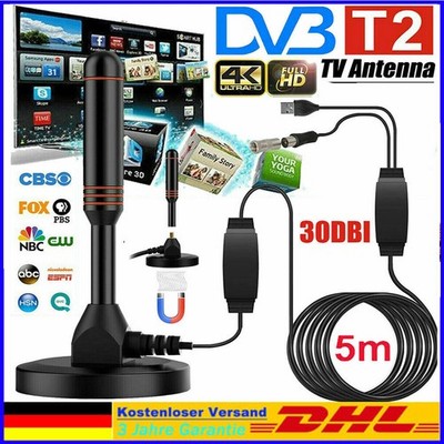 DVB T2 HD-Antenne 36DBi Verstärker 5M KabelFernsehkanäle Free TV-Programme