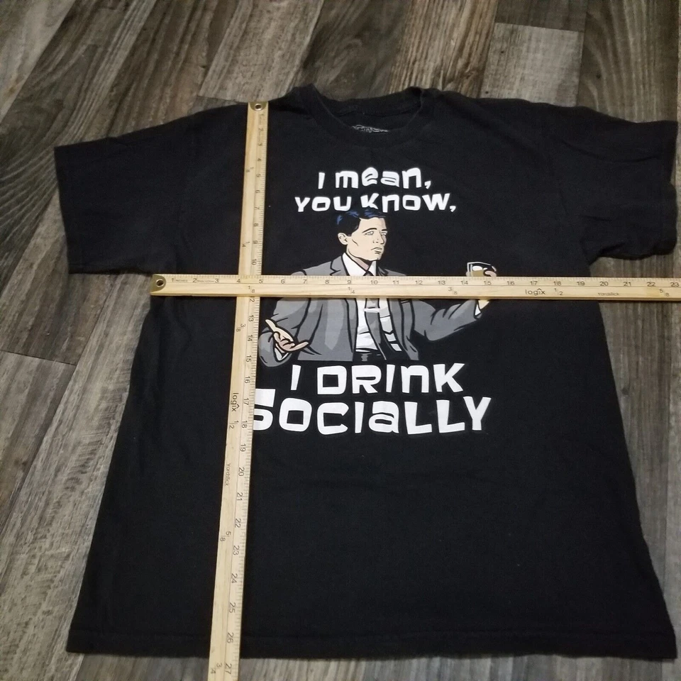 2016 Men's Lg Archer I Mean, You Know, I Drink Socially Graphic TV Show T Shirt - Image 2 of 4