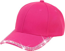 Shiny Rhinestone Brim Baseball Cap for Women Girls Bling Hats Sparkle Ponycap Tr