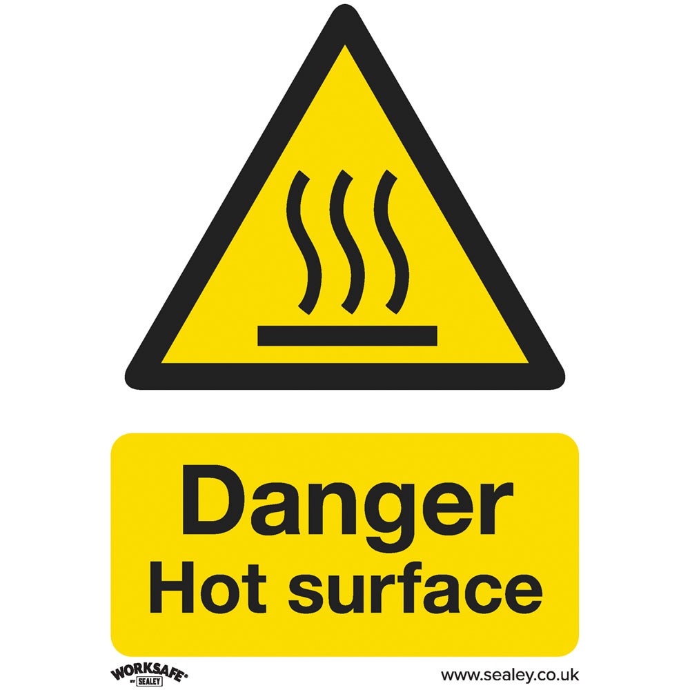 Worksafe Warning Safety Sign - Danger Hot Surface - Rigid Plastic