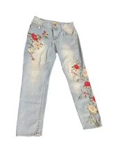 Sandpiper Petite Women's Embroidered Floral Denim Jeans Size 6P