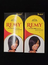 Set Of 2 - 8" 100 Brazilian REMI Natural BOB Color 1 BLACK 