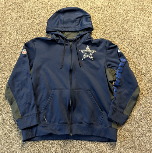Nike Dallas Cowboys Hoodie Mens XL Blue Therma-Fit Full Zip Authentic NFL Logo