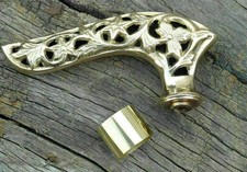Vintage Solid Brass Leaf Head Designer Handle ONLY Wooden Walking Stick Cane