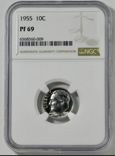 1955 Silver Roosevelt Dime BIG GRADE! NGC Gem Proof 69