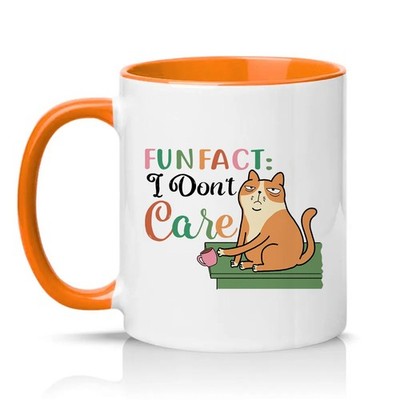 Fun Fact I Dont Care Unisex 11 Unzen Keramiktasse mürrische Katze...