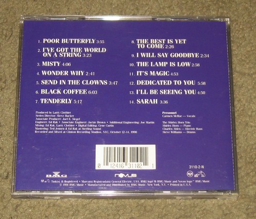 Carmen McRae - Sarah - Dedicated To You (CD, 1991, Novus/RCA Records) Jazz - Picture 2 of 4