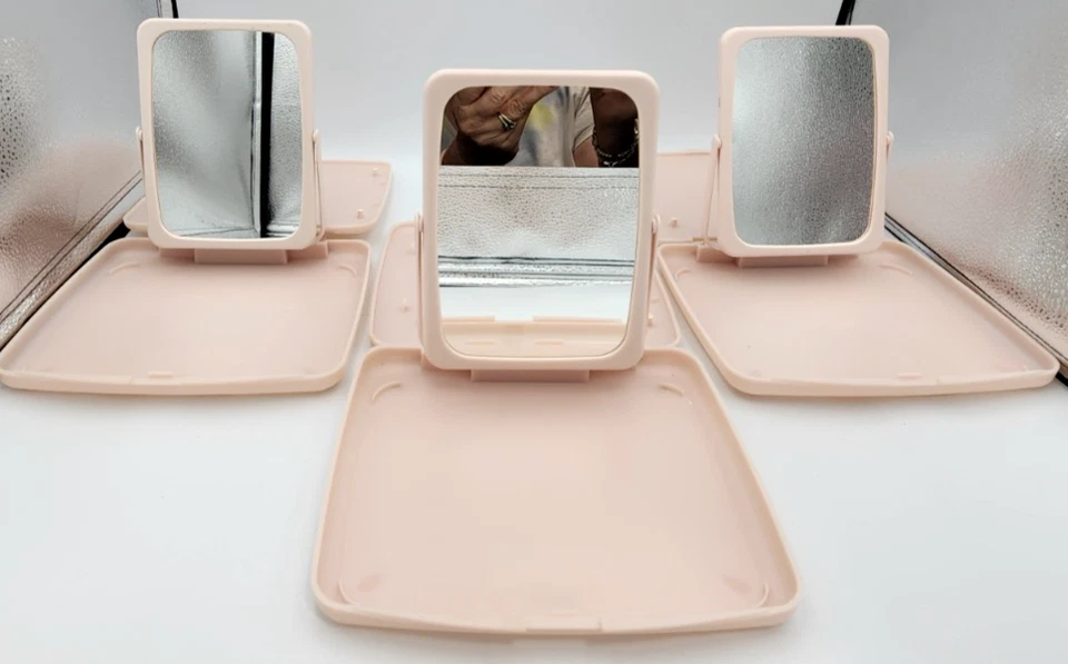 Lot of  5 Vintage Mary Kay Consultant Pink Mirrors Party Travel 2 Sided Standing - Image 2 of 4
