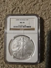 2008 W BURNISHED SILVER EAGLE NGC MS70 CLASSIC BROWN LABEL