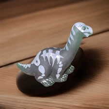 Fenton Green Dinosaur, HP T-Rex w /  Bones Design; LE GSE #6/56 Signed Kibbe