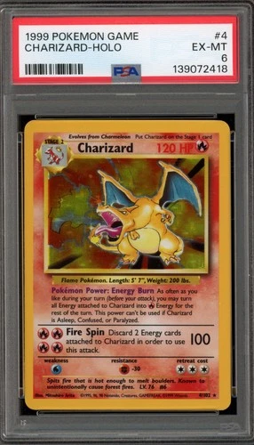 Pokemon Charizard Base Set Unlimited Holo Rare #4 PSA 6