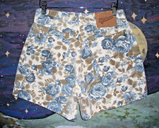 Vintage 1980s Merona Floral White Denim Shorts 90s Made in USA Women's Size S