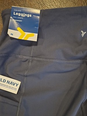 Old Navy Powersoft Women Navy High Rise Ankle Leggings Size M Stretch Yoga B616
