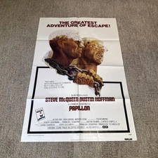 Papillon Original 1973 Movie Poster 47”x21” Vintage Steve McQueen 1 Sheet Rare