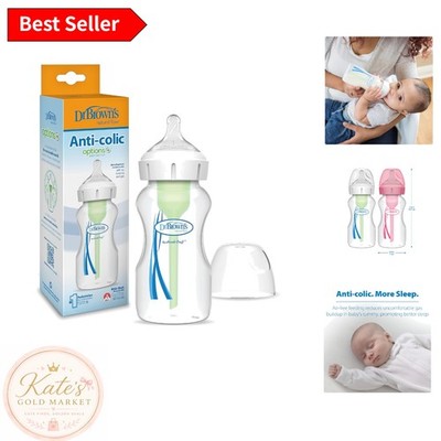 Dr. Brown s Anti-Colic Wide-Neck Baby Bottle 9oz with Level 1 Nipple for Infants