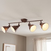 Deckenleuchte Spotlampe Spotleiste Led 4-Flammig Strahler Beweglich Rost Metall