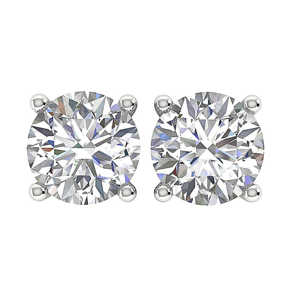 I2 1.25 Carat Genuine Diamond Basket Prong Set Solitaire Studs Earrings 14K Gold - Image 2 of 4