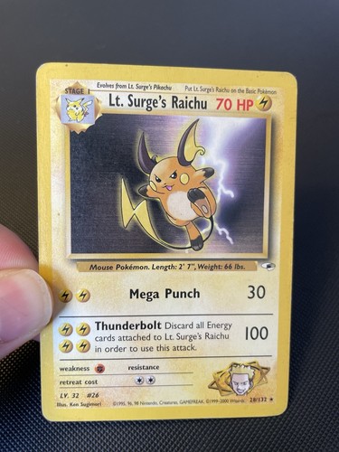 Teniente Surge's Raichu 028/132 Gym Heroes-Edición Ilimitada WotC De Colección - Imagen 4 de 8