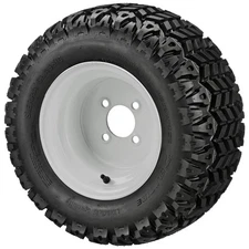 (4) Golf Cart 20x10-10 Sierra Sport A/T Tires on 10x7 White Steel Wheels