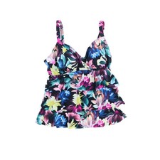 Swim Solutions Women's Printed Tiered Tankini Dark Lotus New