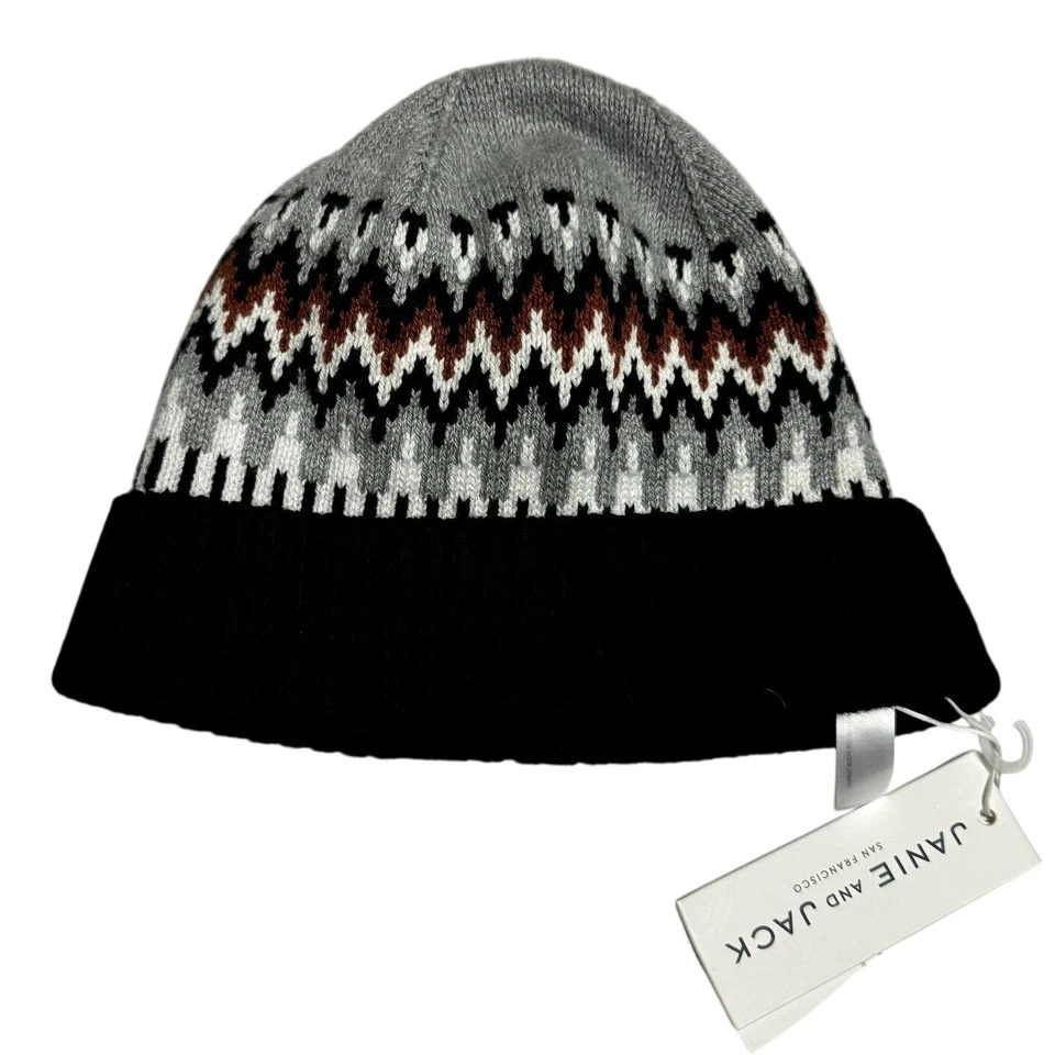 Gorro Janie and Jack Niños Patrón Isla Justa Negro Gris Marrón Blanco 2T 3T Foto 2 de 4