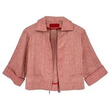 CAROLINA HERRERA Cropped Open Front Silk Blend Jacket 4