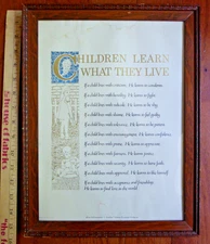Vintage “Children Learn What They Live” 11x14 Framed Print