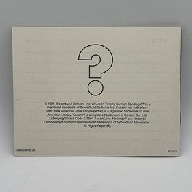 Where in Time is Carmen Sandiego Nintendo Entertainment System NES Box Manual