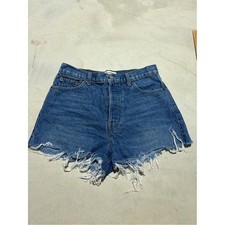 Reformation Dixie High-Rise Distressed Denim Shorts 26