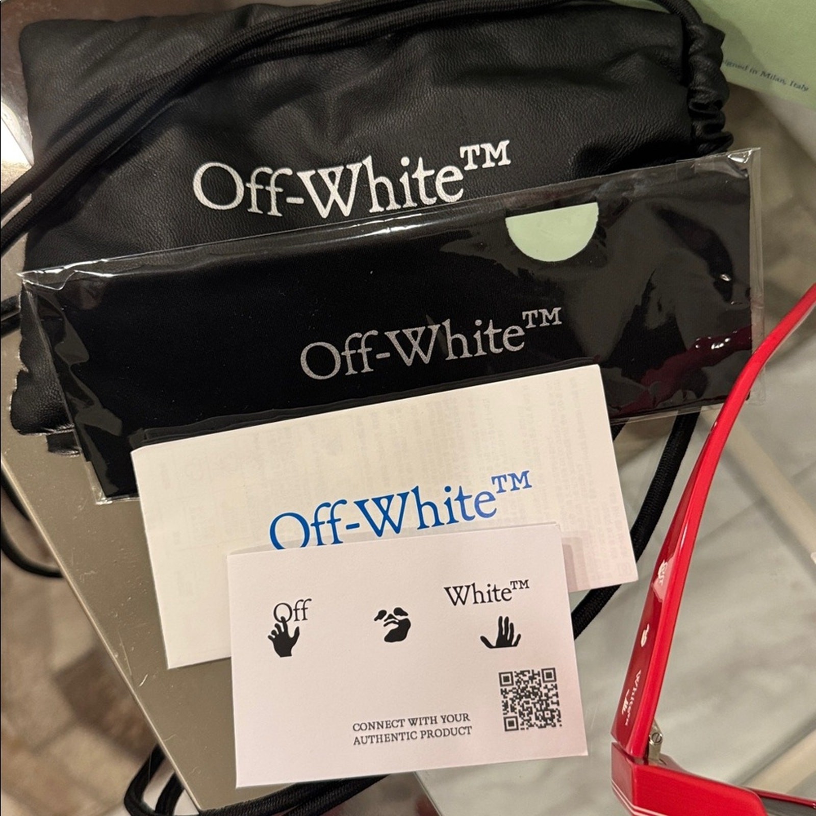 OFF WHITE Andy  Rectangular Sunglasses - RED - BR… - image 9