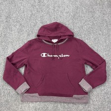 Champion Hoodie Womens Large Purple Fleece Pullover Kangaroo Pocket Logo